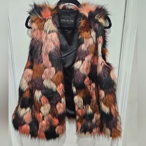 Plus Size Multicolored Faux Fur Vest - Forever 21 - Size 2X